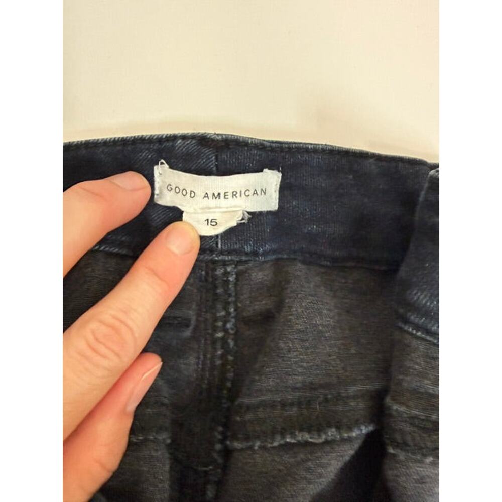 Good American High‑Rise Distressed Skinny Jeans Sz15 (Ankle, Dark Wash) - Picture 5 of 6